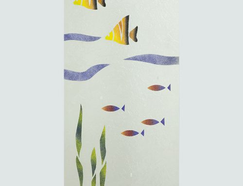 Cristallo per porta con pittura a fuoco